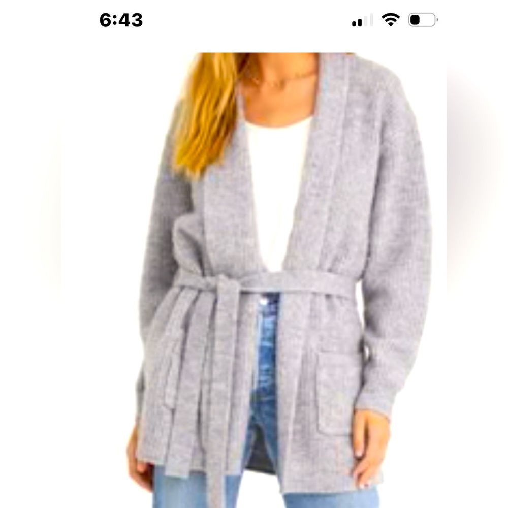 Bella Dahl Long Sleeved Shawl Cardigan in Heather Grey